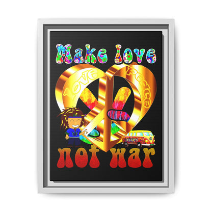 love peace - framed canvas art (black)