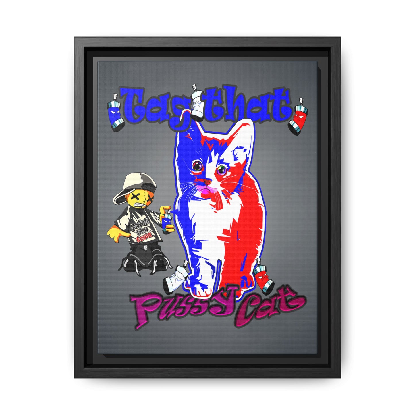 tag that - framed canvas art (grey-light grey)