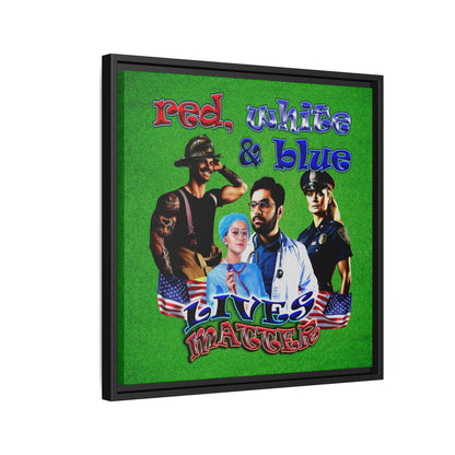 rw&b lives matter - framed canvas art (green turf)