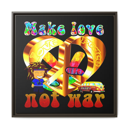 love peace - framed canvas art (black)