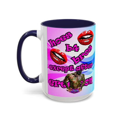 hoes b4 bros - Accent Mug (light blue-pink wave)