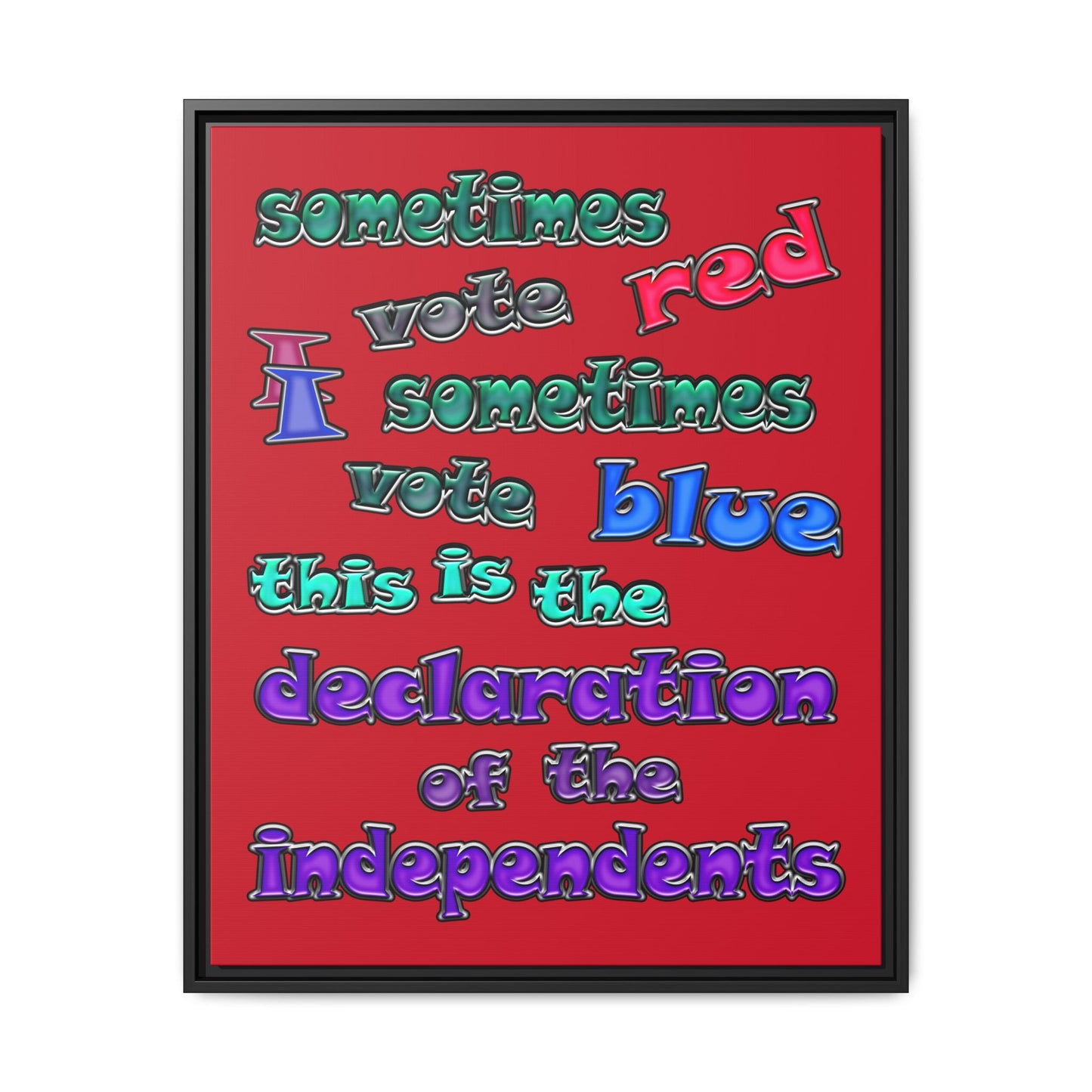 declaration of the independents - framed canvas art (dark red)