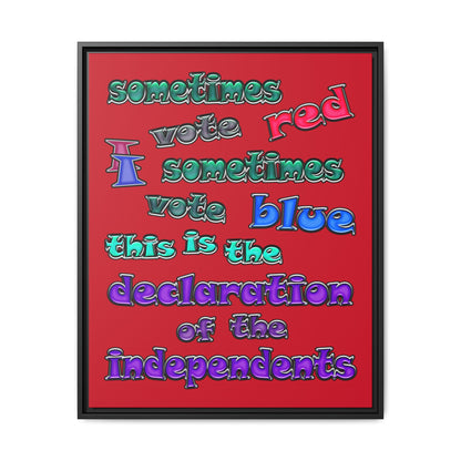declaration of the independents - framed canvas art (dark red)