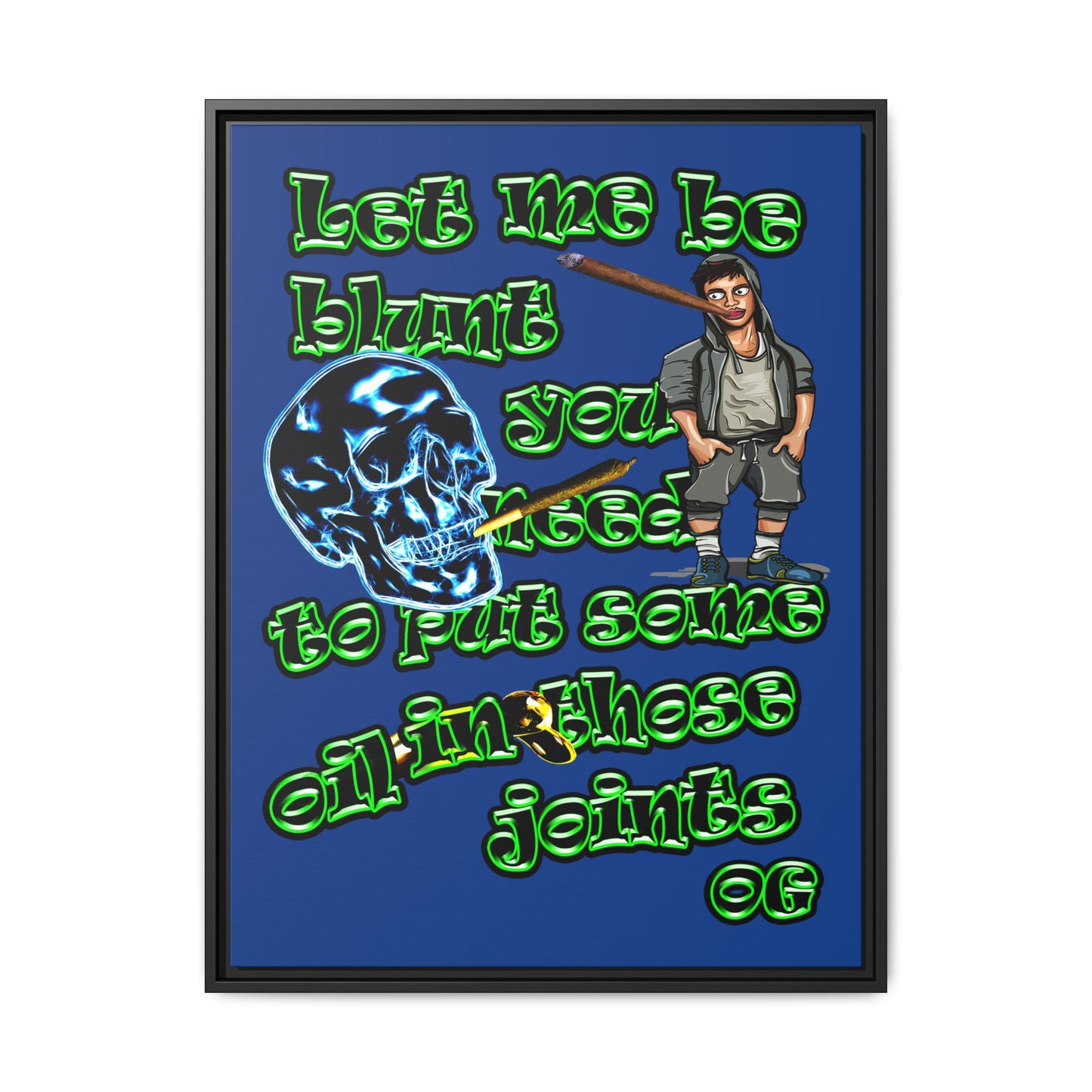 og - framed canvas art (dark blue)