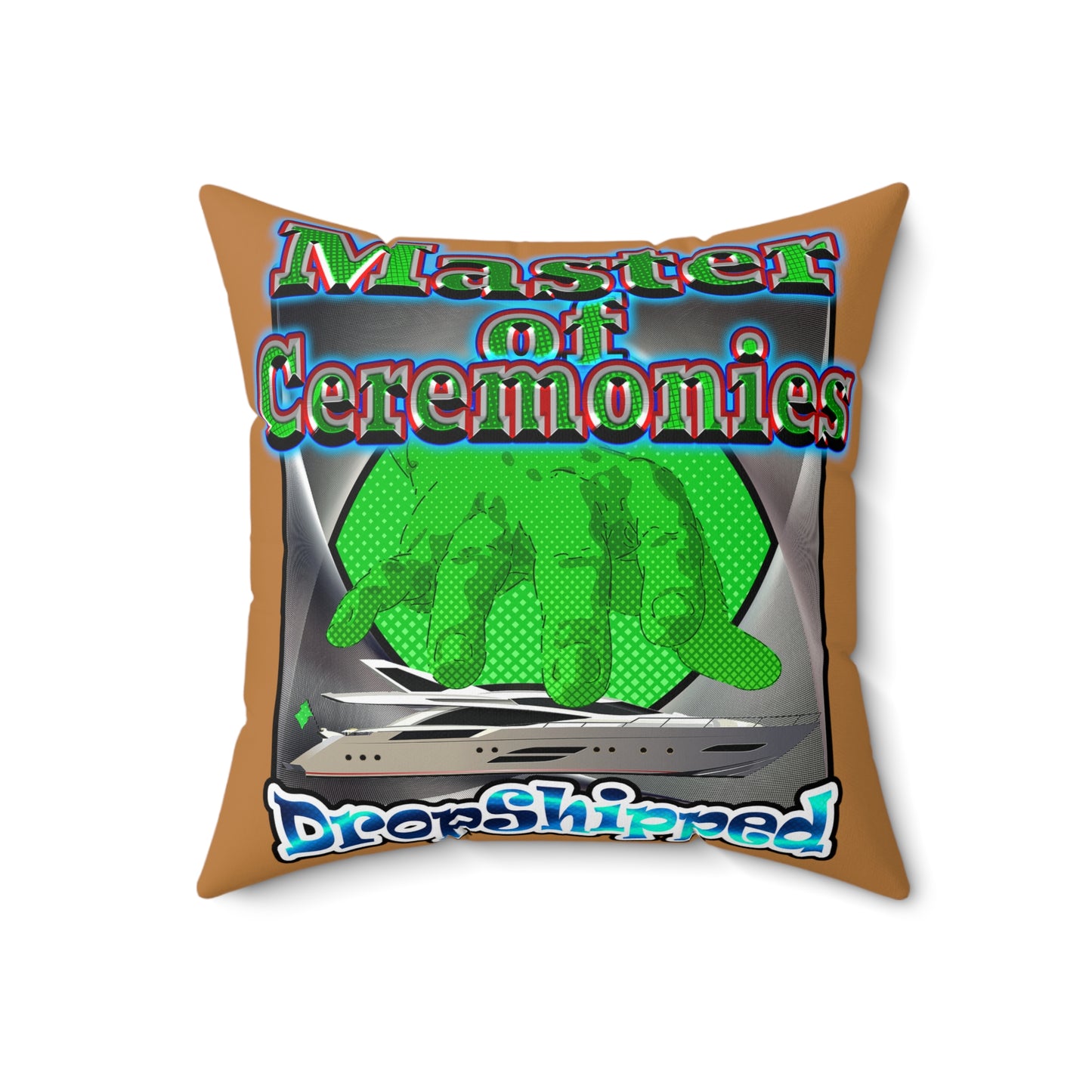logo - Faux Suede Square Pillow - (light brown)