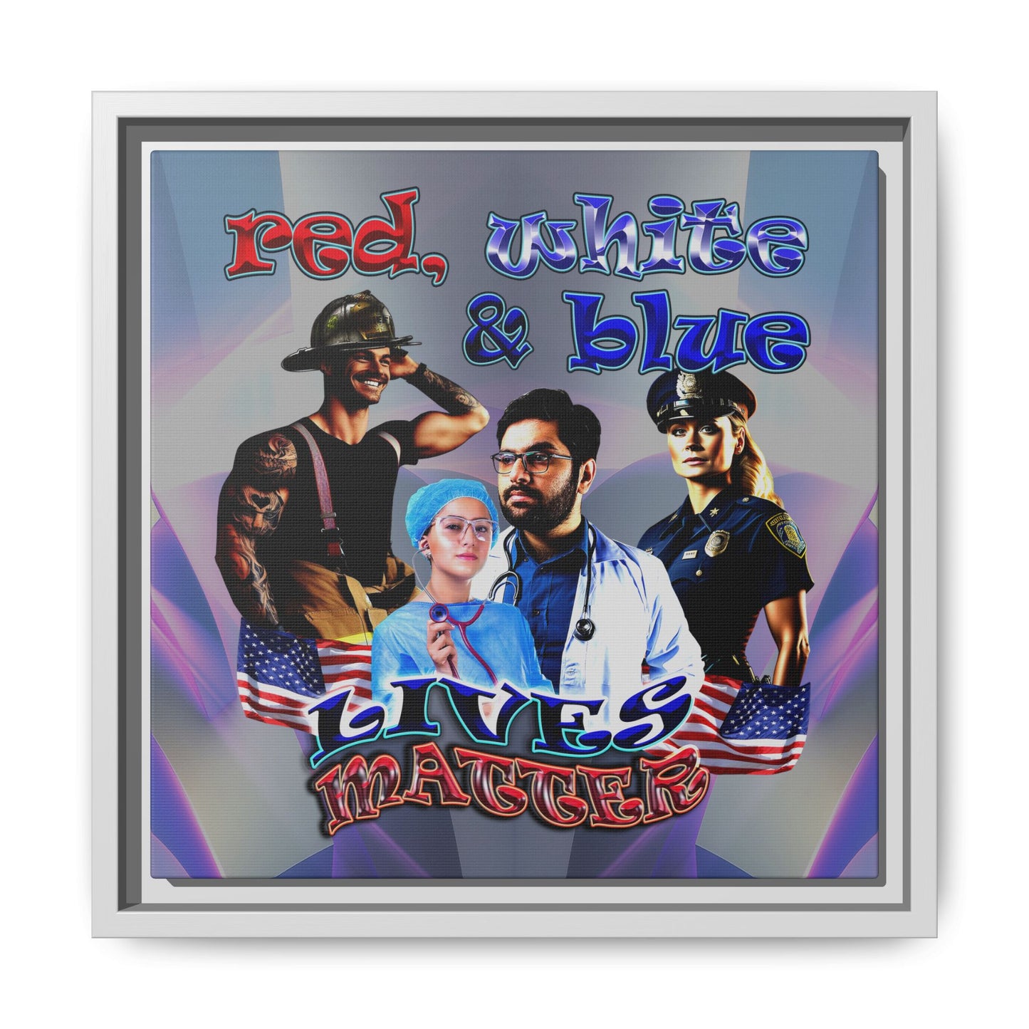 rw&b lives matter - framed canvas art (grey-pink wave)