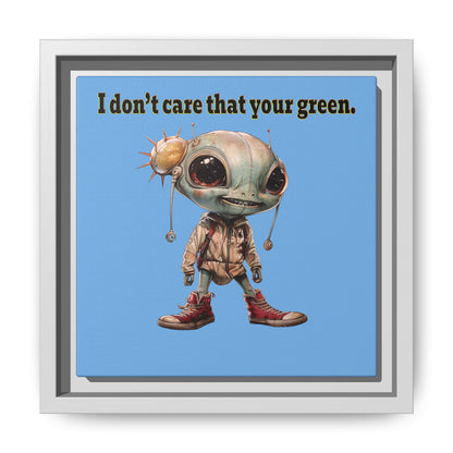 I don't care that your green - framed canvas art (light blue)