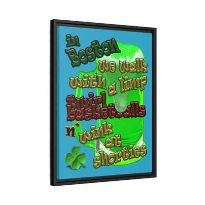 celtics logo - framed canvas art (turquoise)