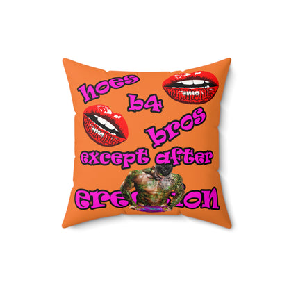 hoes b4 bros - Faux Suede Square Pillow - (crusta)