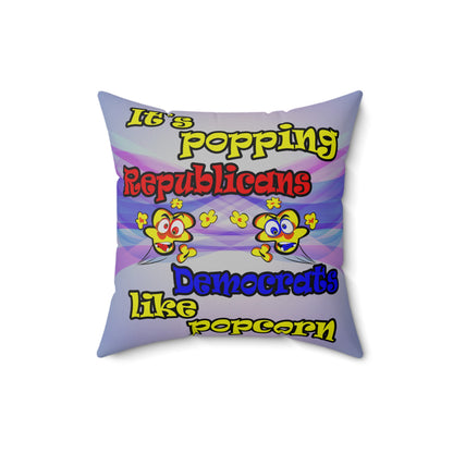 popping like popcorn - Spun Polyester Square Pillow - (light blue-pink wave)