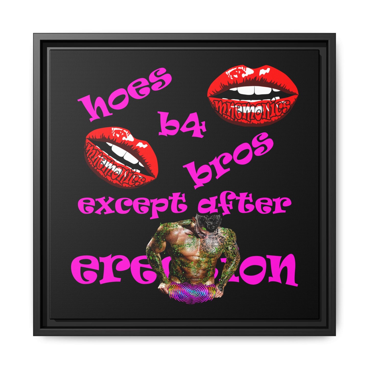 hoes b4 bros - framed canvas art (black)
