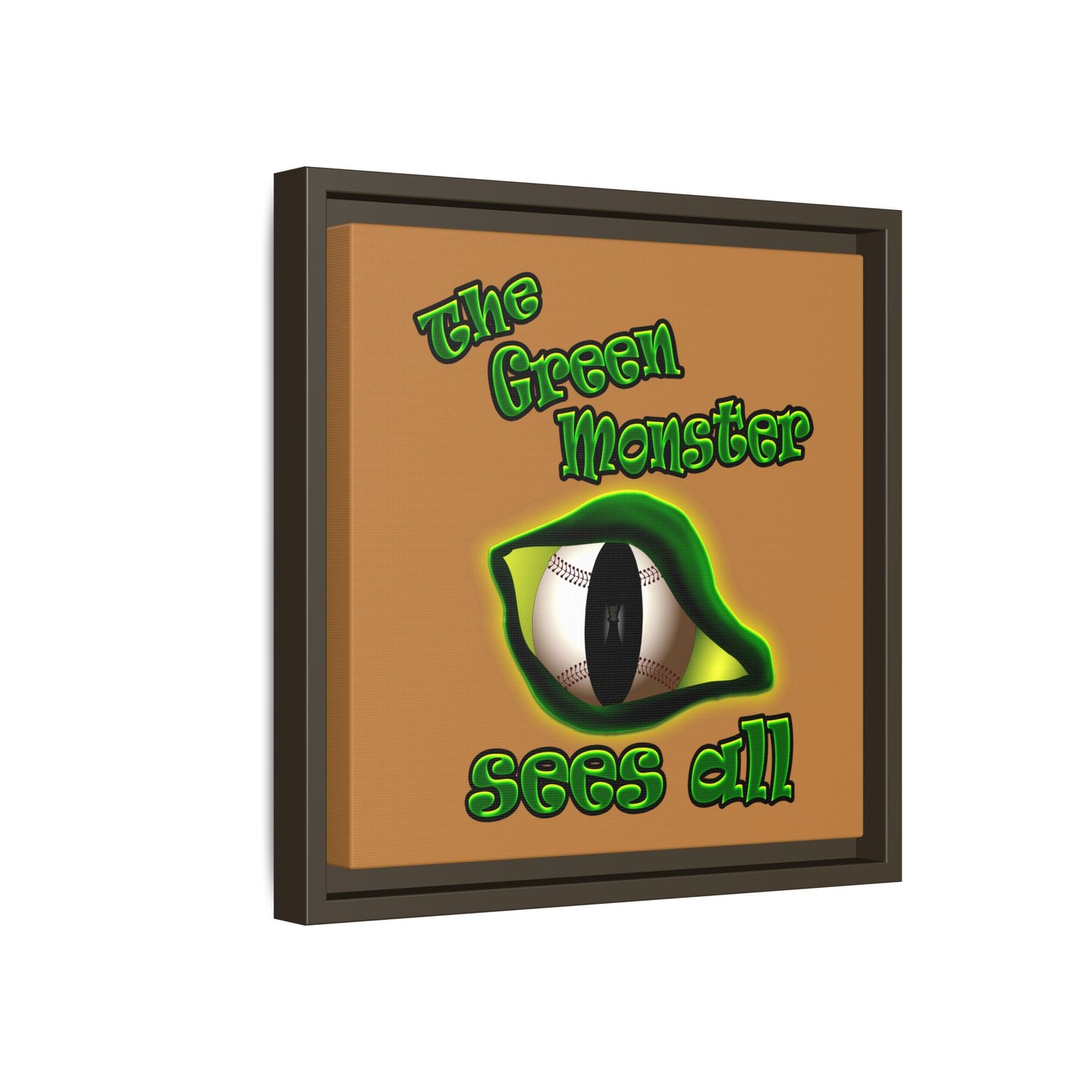 green monster - framed canvas art (light brown)
