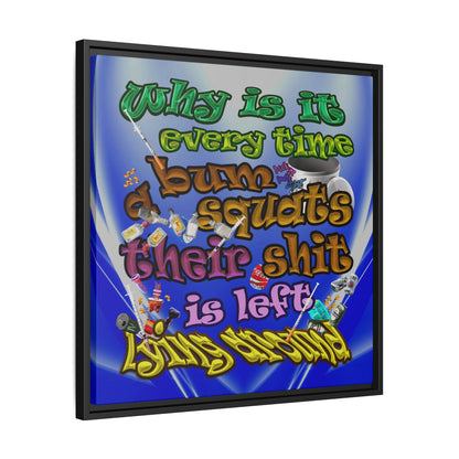 the bum's shit - framed canvas art (blue-white wave)