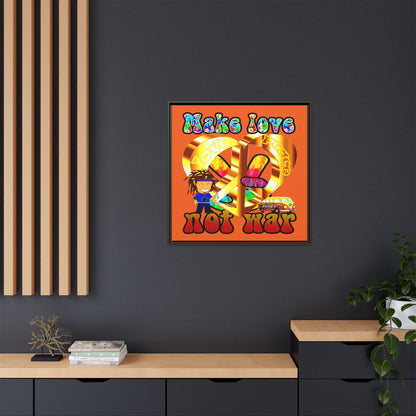 love peace - framed canvas art (orange)