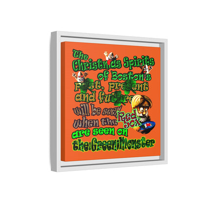 christmas spirits of boston - framed canvas art (orange)