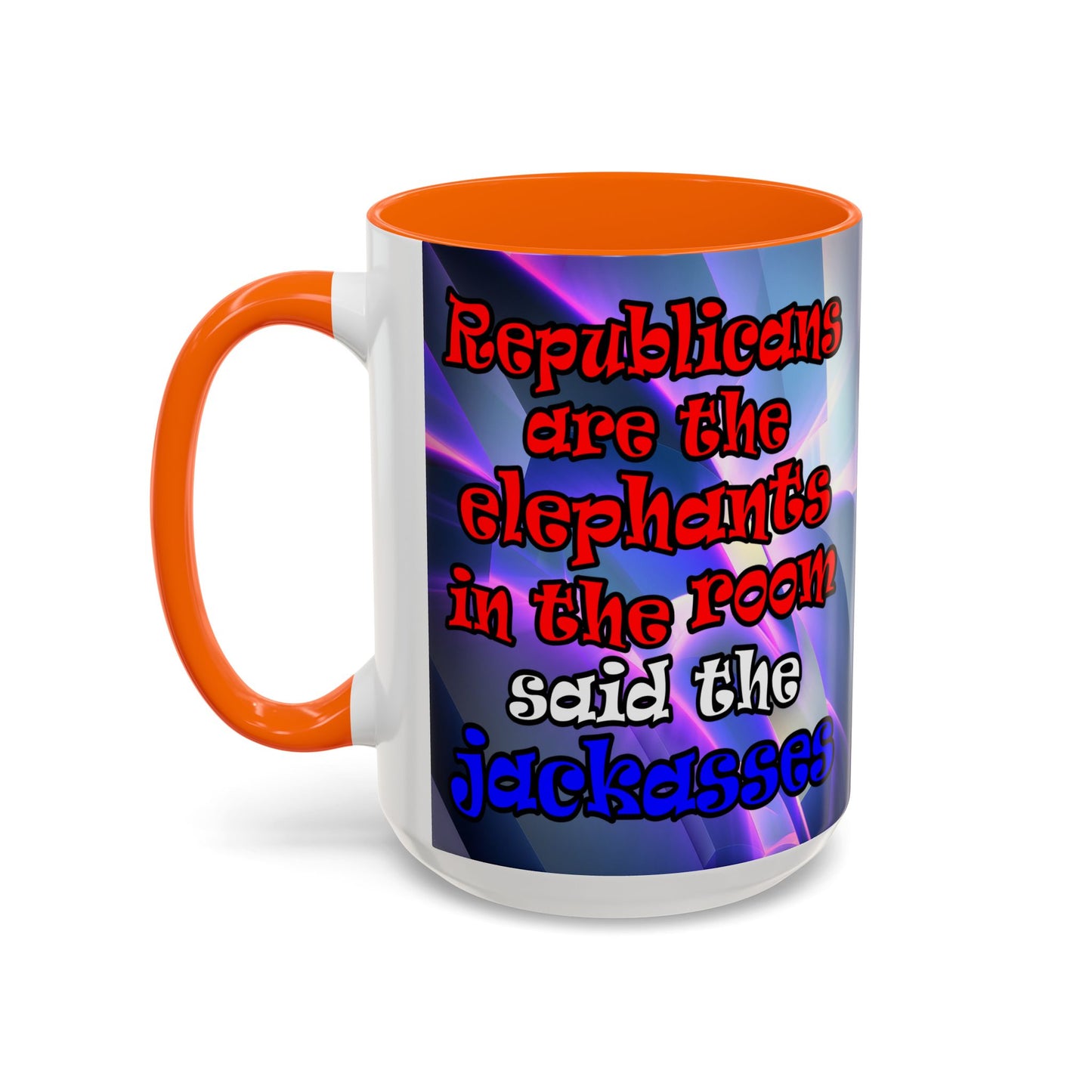 donkeys and elephants - Accent Mug (grey-pink wave)