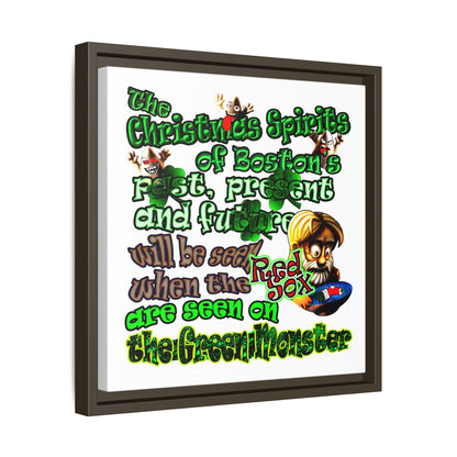 christmas spirits of boston - framed canvas art (white)