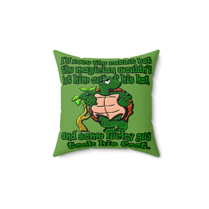 turtle race - Faux Suede Square Pillow - (green)