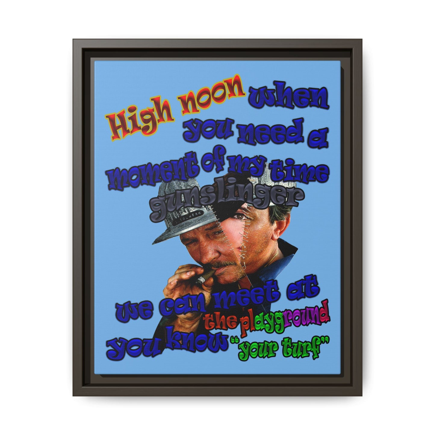 high noon - framed canvas art (light blue)