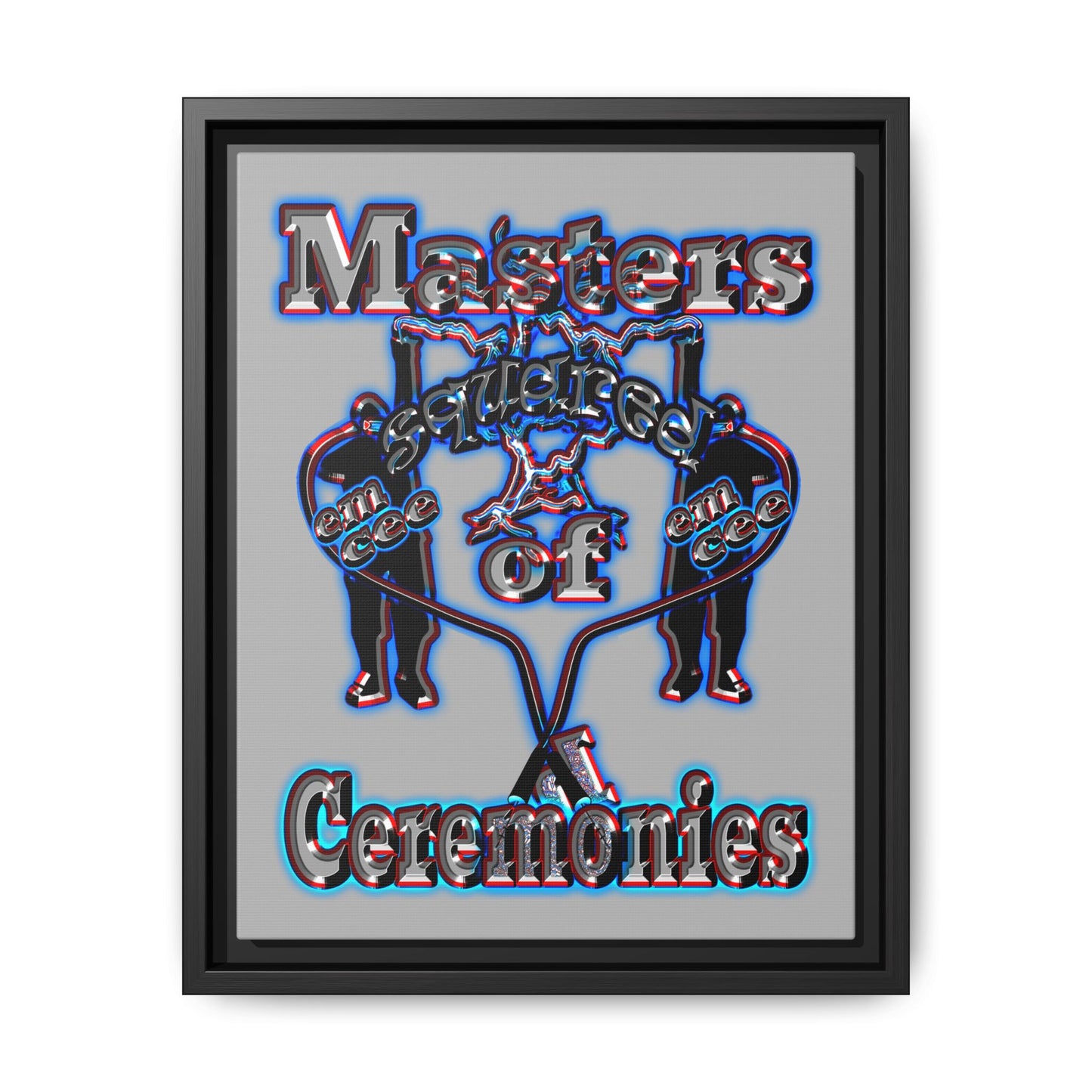 em cee squared - framed canvas art (light grey)