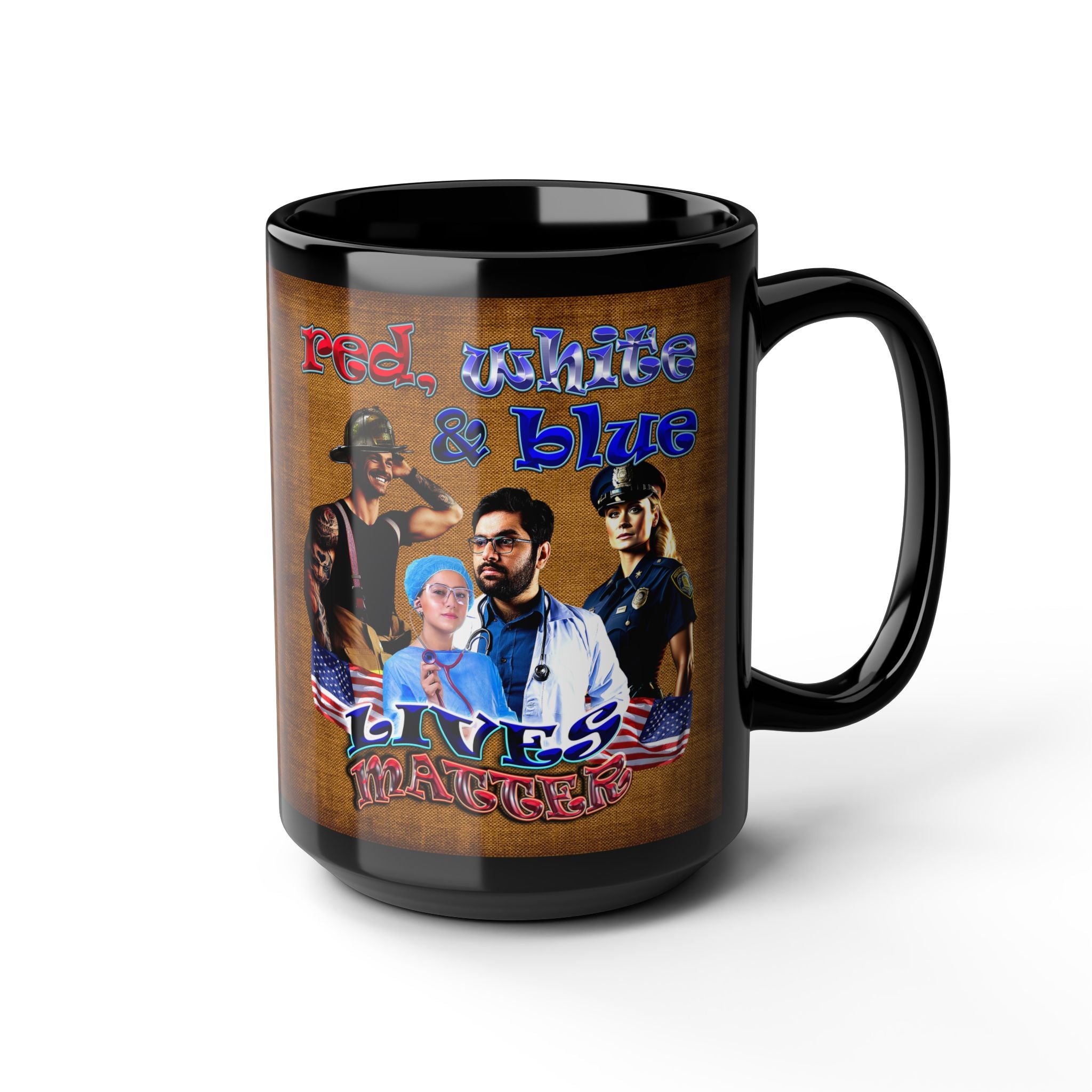 rw&b lives matter - Black Mug (brown papyrus)