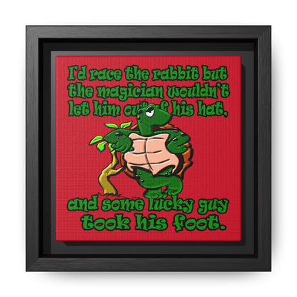 turtle race - framed canvas art (dark red)