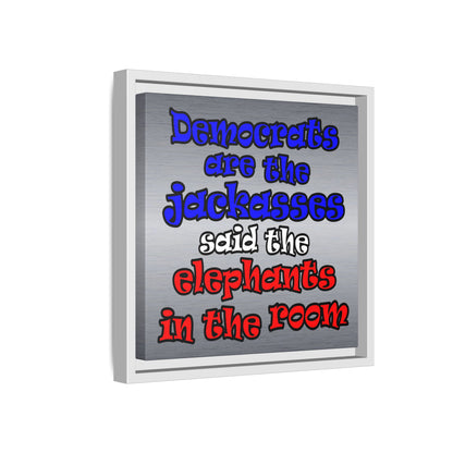 donkeys and elephants - framed canvas art (brushed nickel)