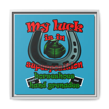 my luck - framed canvas art (turquoise)