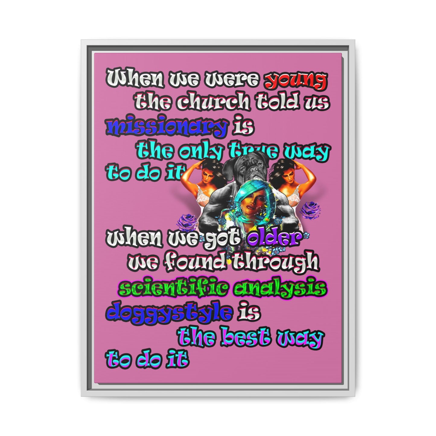 doggystyle - framed canvas art (light pink)