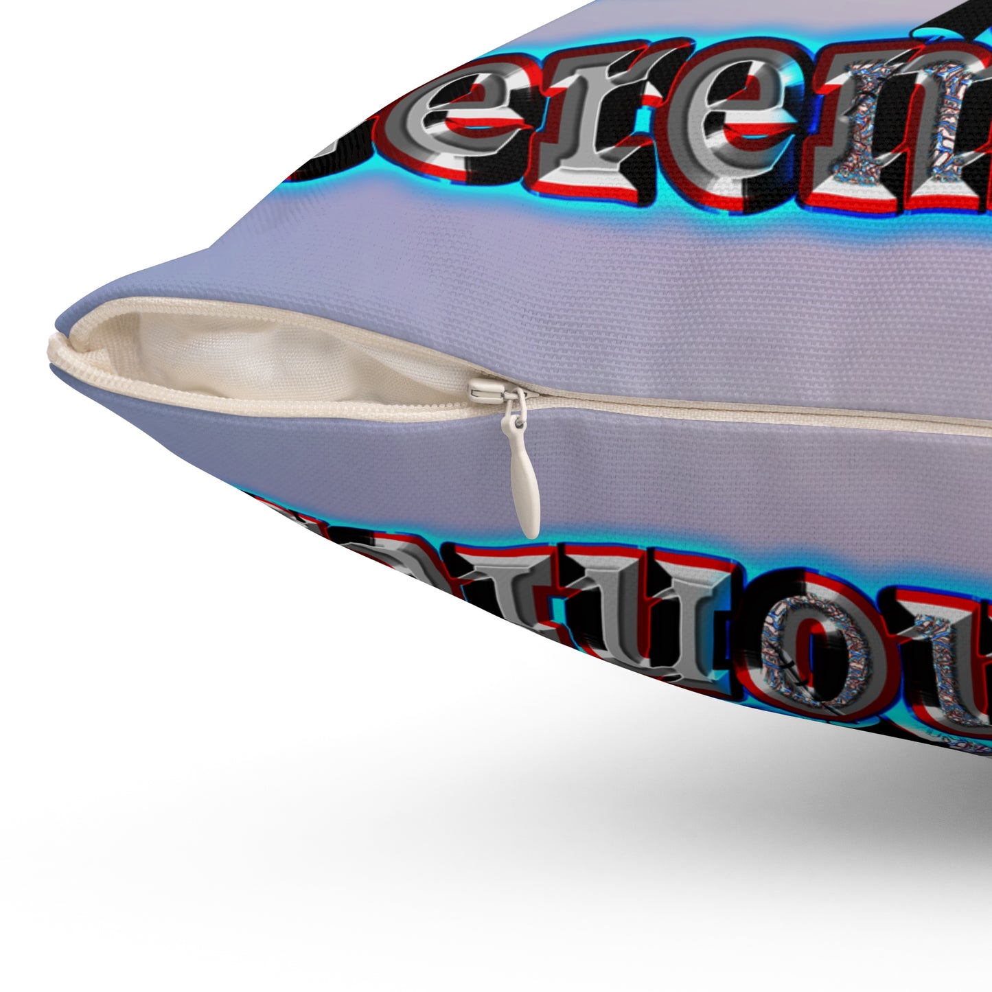em cee squared - Spun Polyester Square Pillow - (light blue-pink wave)