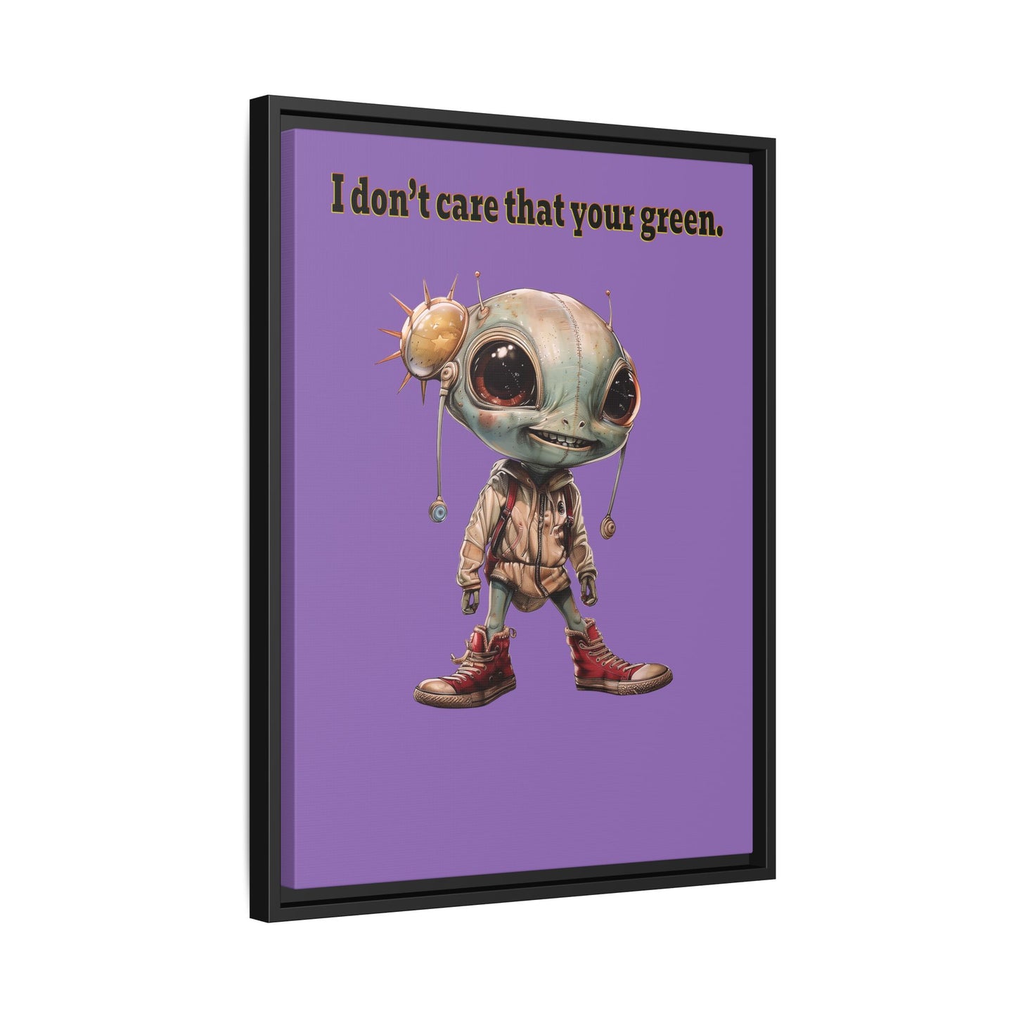 I don't care that your green - framed canvas art (light purple)