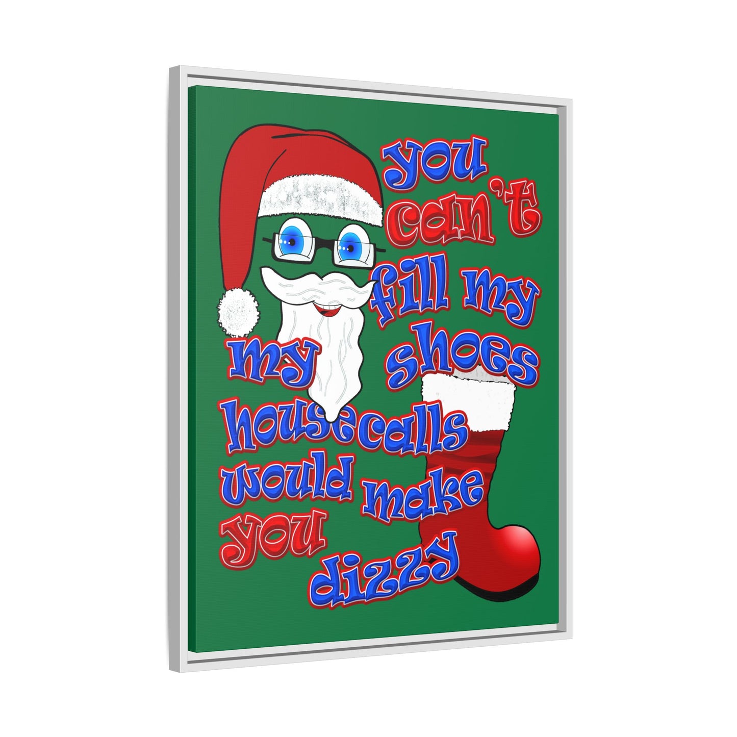 santa's shoes - framed canvas art (dark green)