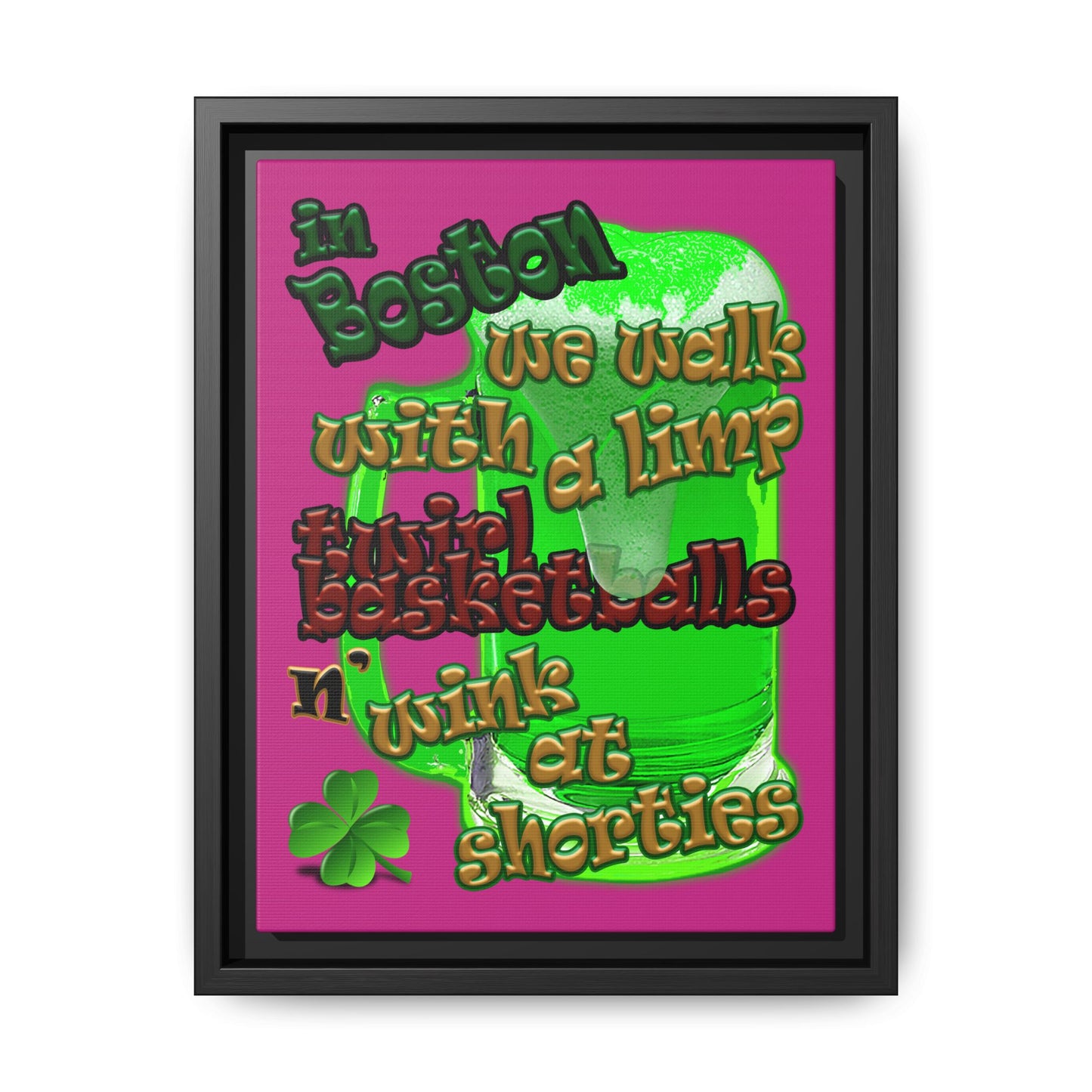 celtics logo - framed canvas art (pink)