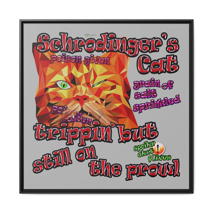 schrodinger's cat - framed canvas art (light grey)