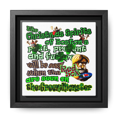 christmas spirits of boston - framed canvas art (white)