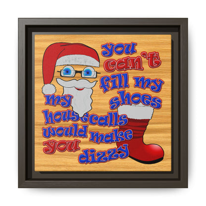 santa's shoes - framed canvas art (butterscotch wood finish)