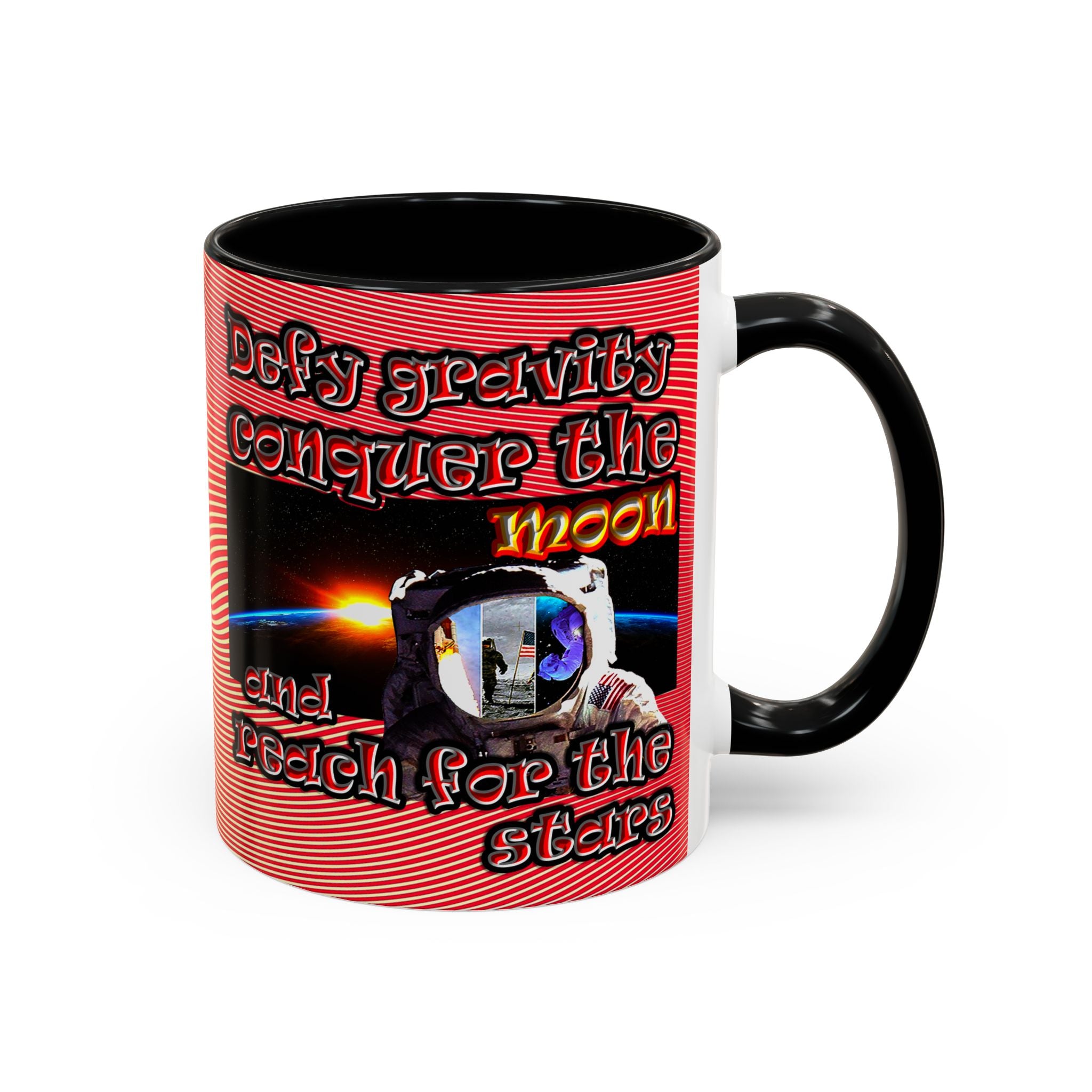 defy conquer reach - Accent Mug (yellow-orange wave)