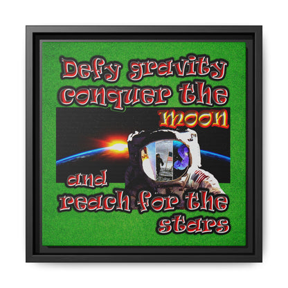 defy conquer reach - framed canvas art (green turf)