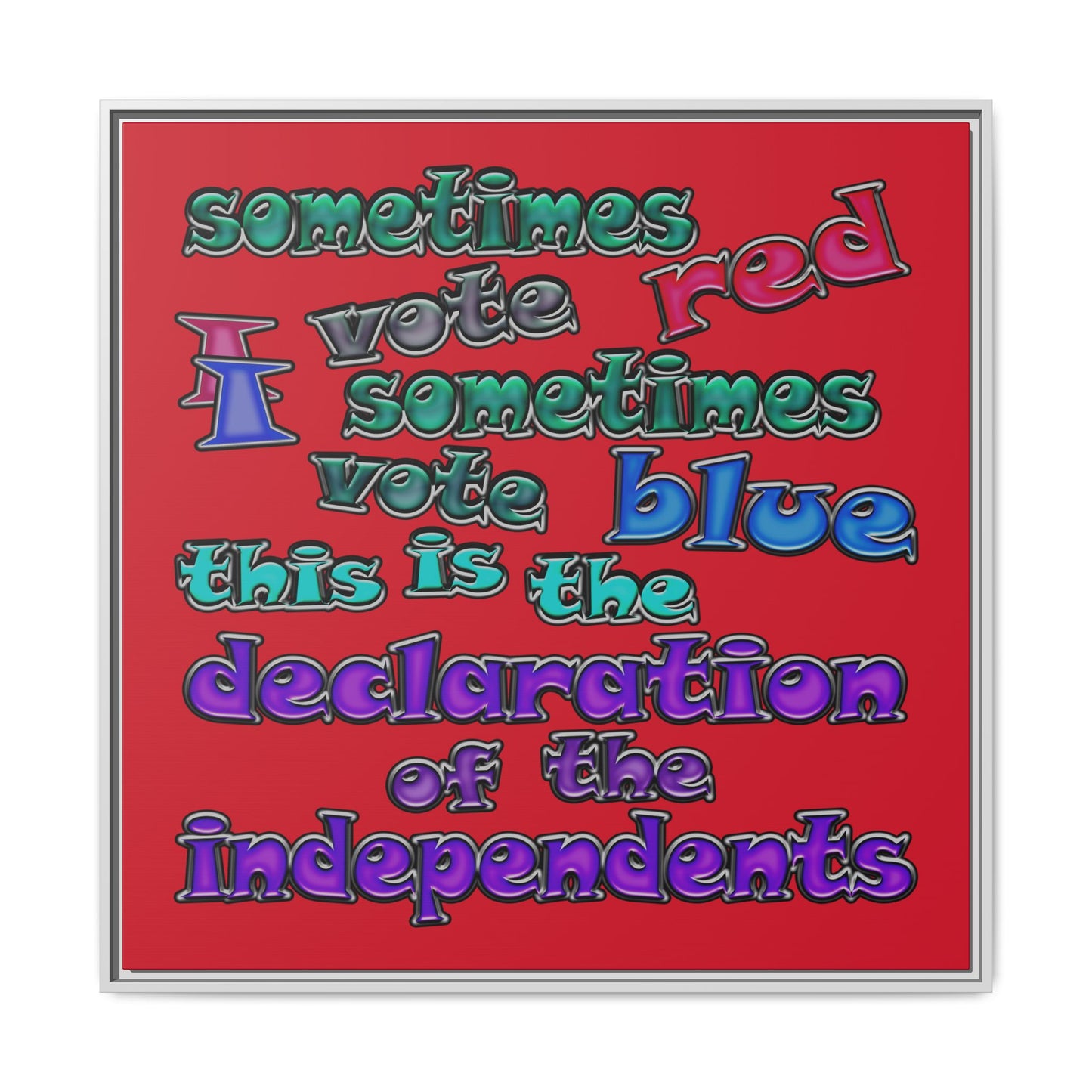 declaration of the independents - framed canvas art (dark red)