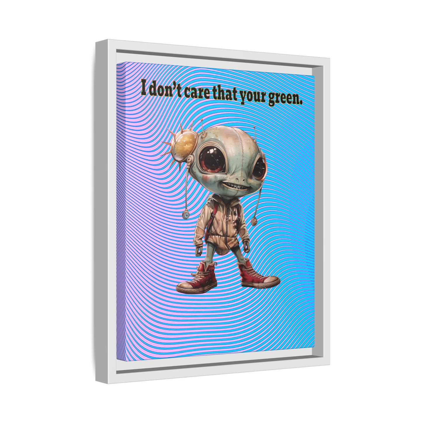 I don't care that your green - framed canvas art (light blue-purple wave)