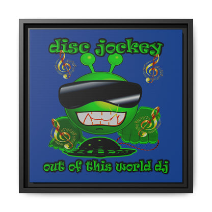 disc jockey - framed canvas art (dark blue)