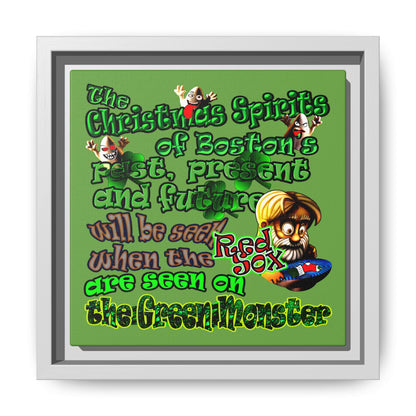 christmas spirits of boston - framed canvas art (green)