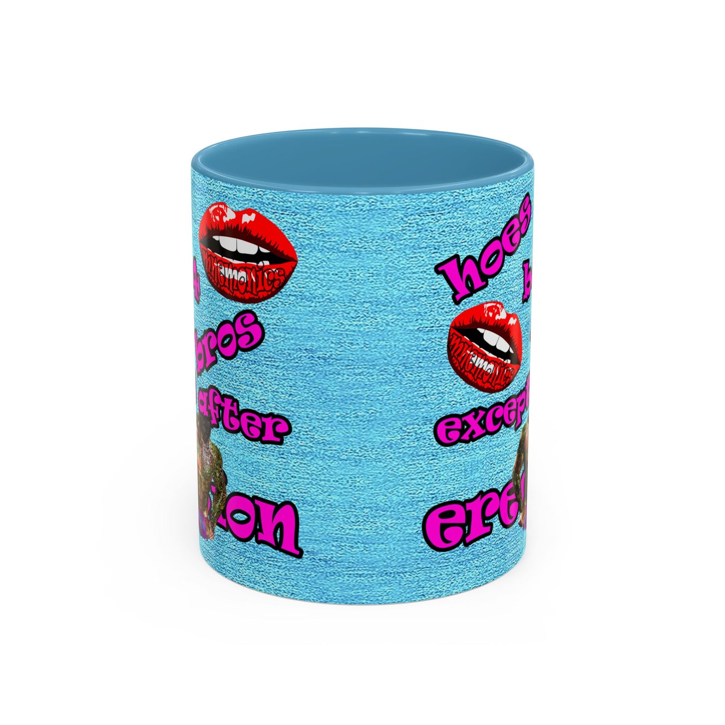 hoes b4 bros - Accent Mug (faded blue)