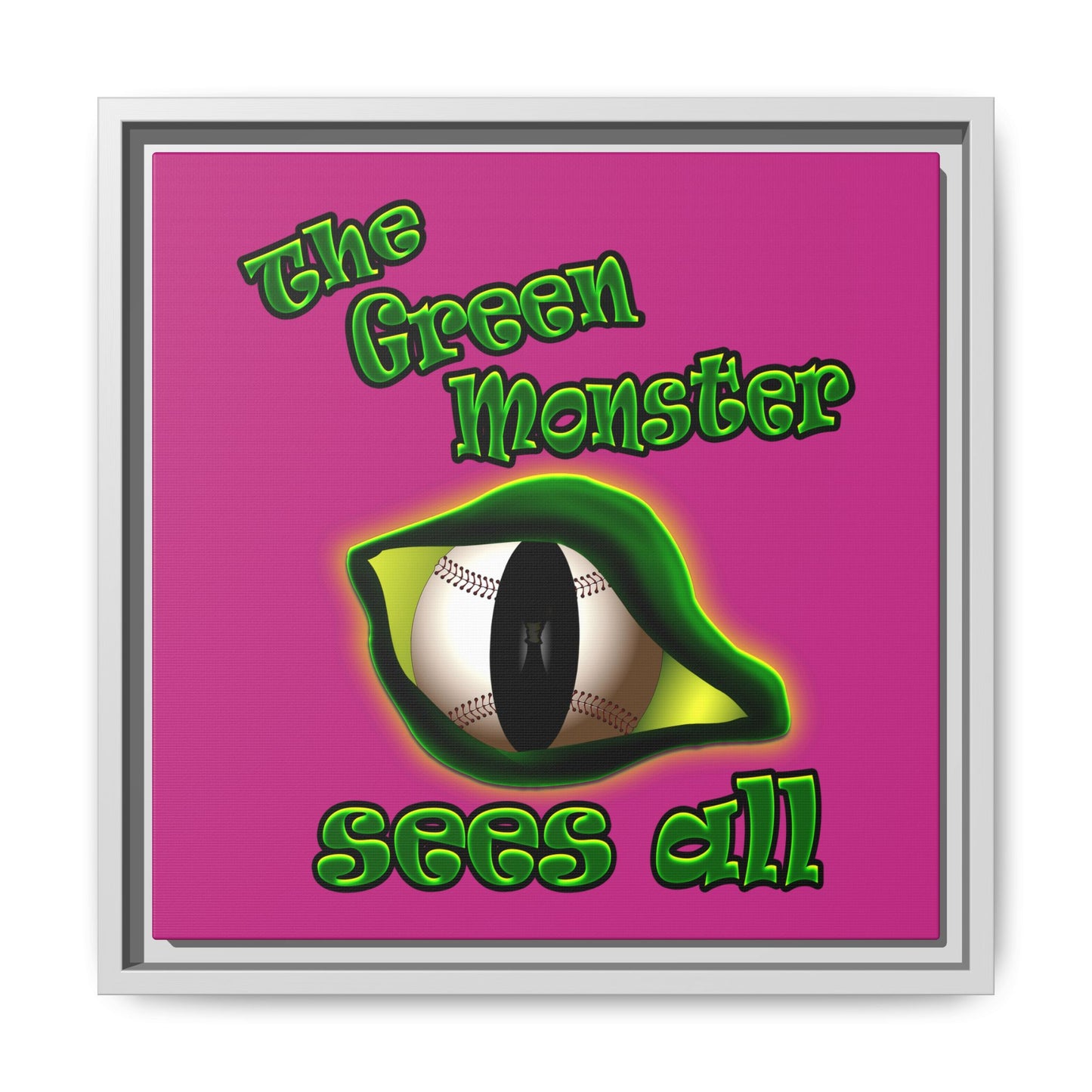 green monster - framed canvas art (pink)