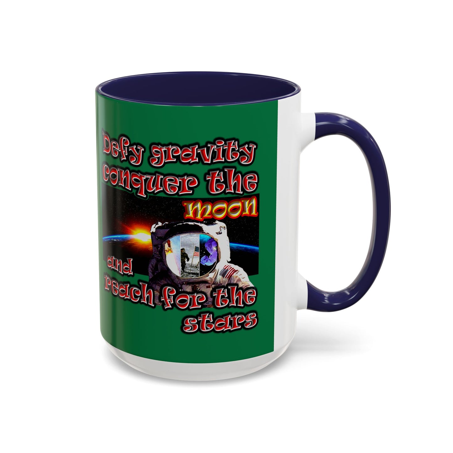 defy conquer reach - Accent Mug (dark green)