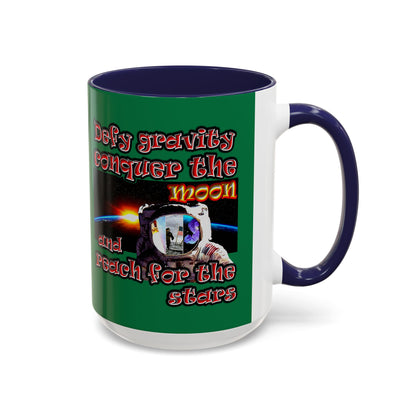 defy conquer reach - Accent Mug (dark green)
