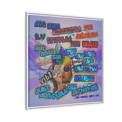 drop the beat - framed canvas art (light blue-pink wave)