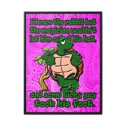 turtle race - framed canvas art (pink swirl)