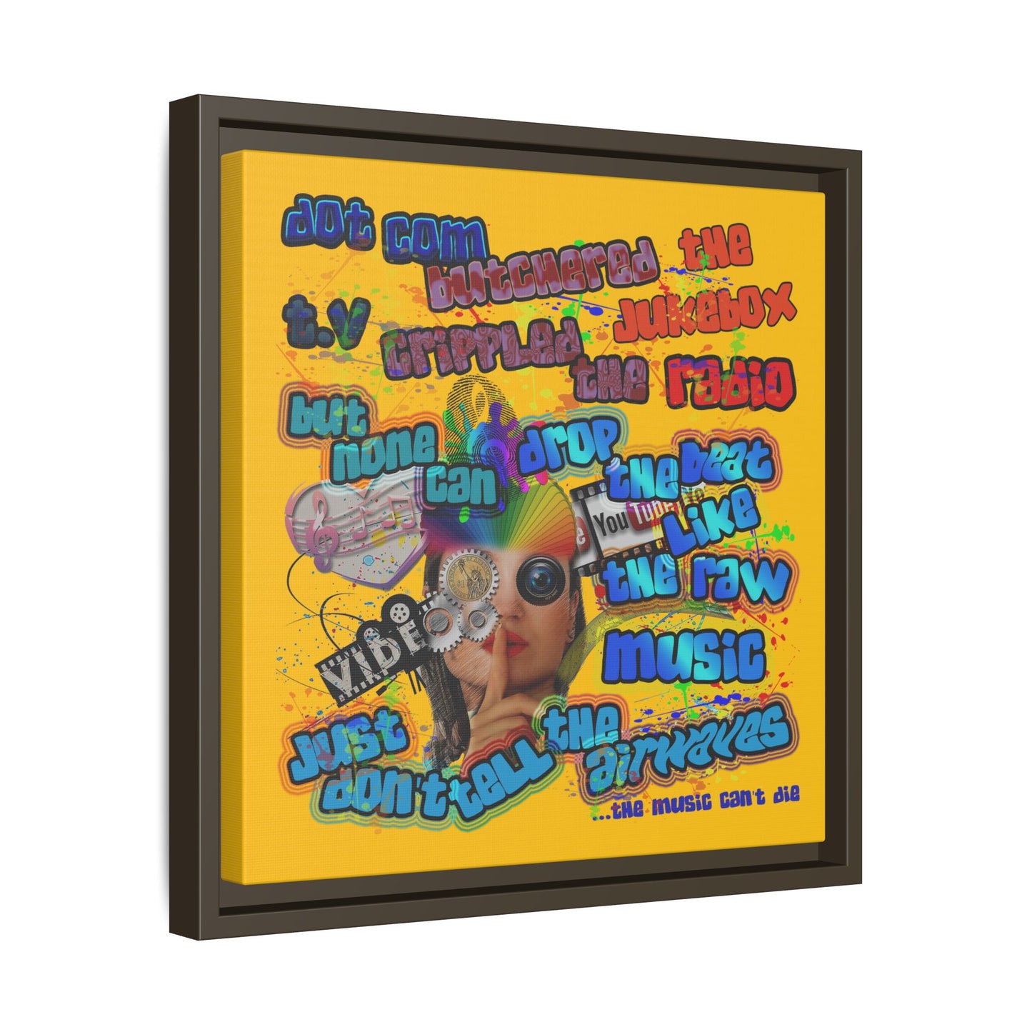 drop the beat - framed canvas art (yellow)
