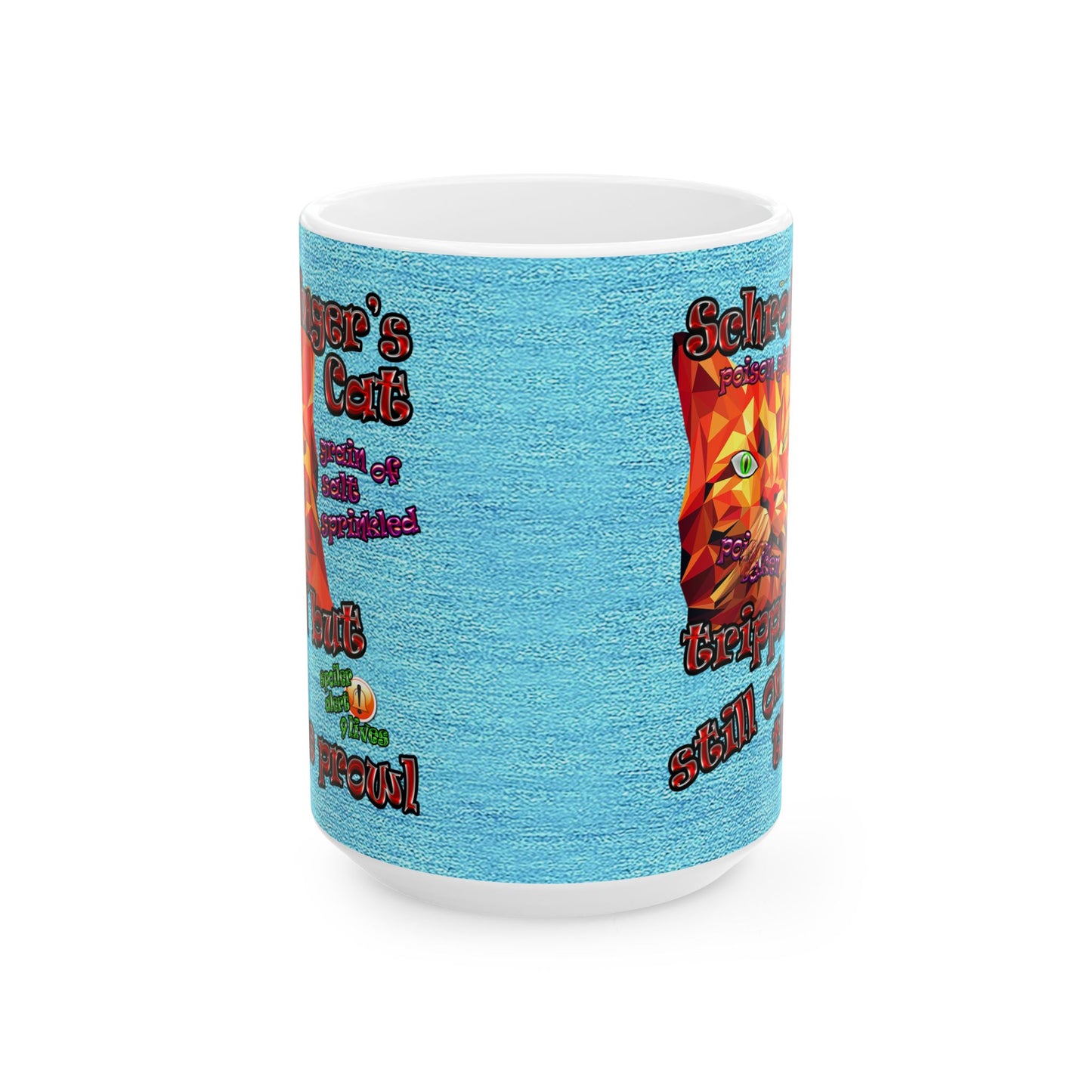 schrodinger's cat - White Mug (faded blue)